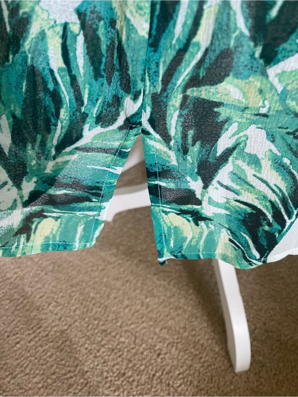 Green Leaf-Print Lace-Up Swim Coverup Tunic - Picture 4 of 5